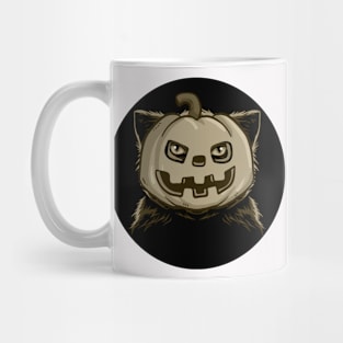 cat wearing pumpkin mask Mug